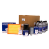 Britpart Engine Service Filter Kit With 10W40 Engine Oil for Discovery 1 300TDi, includes oil filters, oil bottles, and a filter element, suitable for Land Rover Discovery 1 300TDi models.