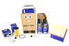 Britpart Diesel Engine Service Filter Kit with Engine Oil, for Discovery 3 2.7 TDV6, including filters, oil, and replacement parts arranged on a white background.