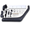Safari Raised Air Intake Snorkel Kit for Discovery 1 300Tdi and V8, left side fitment with black snorkel, mounting brackets, pipes, and hardware parts for off-road vehicle Safari Raised Air Intake Snorkel Kit for Discovery 1 300Tdi and V8, left side fitment with black snorkel, mounting brackets, pipes, and hardware parts for off-road vehicle