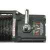Terrafirma A12000 Recovery Winch with Synthetic Rope and Wireless Remote, close-up of the winch's control lever and instructional labels.