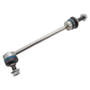 Meyle Front Anti Roll Bar Stabiliser Link Heavy-Duty Meyle for Discovery 2, a silver metal stabiliser link with black rubber bushings and blue rings, designed for vehicle suspension stability.
