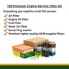 OEM Parts Premium Engine Service Filter Kit, automotive engine oil filters, air filters, and fuel filters for Discovery 2 Td5 vehicle.