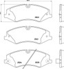 EBC Brakes Front Brake Pads EBC Ultimax for Range Rover Sport L320 3.0 TD/SDV6, detailed technical drawing showing different brake pad models with measurements.