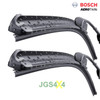 BOSCH Aerotwin Wiper Blade Set with Rear Wiper for Discovery 4, black windshield wiper blades with water droplets, compatible with Discovery 4 vehicle.