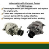 Direct Replacement Alternator With Vacuum Pump for Discovery 2 Td5, silver automotive alternator with pulley and mounting brackets.