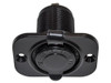 Blue Sea Systems Universal 12-Volt Car Dashboard 12V DC Power Outlet Charging Socket, black car accessory with a round socket and mounting plate. Blue Sea Systems Universal 12-Volt Car Dashboard 12V DC Power Outlet Charging Socket, black car accessory with a round socket and mounting plate.