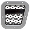 Britpart Right Hand Side XS Air Intake Grille for Defender, durable car accessory with hexagonal mesh design and silver frame. Britpart Right Hand Side XS Air Intake Grille for Defender, durable car accessory with hexagonal mesh design and silver frame.