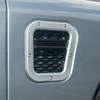 Britpart Right Hand Side XS Air Intake Grille for Defender, vehicle air intake grille with hexagonal mesh pattern surrounded by metallic frame. Britpart Right Hand Side XS Air Intake Grille for Defender, vehicle air intake grille with hexagonal mesh pattern surrounded by metallic frame.