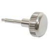 Britpart Silver Aluminium Fuse Box Screw for Defender, close-up of the metallic screw with knurled head and threaded shaft.