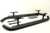 Terrafirma Black Fire and Ice Side Steps for Defender 110, black side steps with mounting brackets and hardware for off-road vehicle enhancement. Terrafirma Black Fire and Ice Side Steps for Defender 110, black side steps with mounting brackets and hardware for off-road vehicle enhancement.