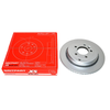 BRITPARTXS Rear Vented Brake Discs - Exact OEM Specification for Discovery 3 2.7 TDV6, automotive part image showing a silver vented brake disc next to its red packaging box with product details.