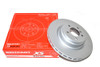 BRITPARTXS Front Vented Brake Discs - Exact OEM Specification for Range Rover L322 4.2/5.0 V8 3.6 TDV8, silver vented brake disc placed next to the red packaging box with white text. BRITPARTXS Front Vented Brake Discs - Exact OEM Specification for Range Rover L322 4.2/5.0 V8 3.6 TDV8, silver vented brake disc placed next to the red packaging box with white text.