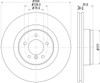 BRITPARTXS Front Vented Brake Discs - Exact OEM Specification for Range Rover L322 4.2/5.0 V8 3.6 TDV8, technical drawing of the brake disc with detailed measurements. BRITPARTXS Front Vented Brake Discs - Exact OEM Specification for Range Rover L322 4.2/5.0 V8 3.6 TDV8, technical drawing of the brake disc with detailed measurements.