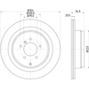 BRITPARTXS Rear Vented Brake Discs - Exact OEM Specification for Range Rover L322 3.0TD6 4.0 V8 3.6 TDV8, technical drawing showing the dimensions and design details of the brake disc.