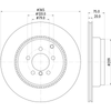 BRITPARTXS Rear Vented Brake Discs, technical drawing of brake disc with detailed measurements for Range Rover L322 4.4 TDV8 5.0 V8.