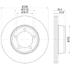 BRITPARTXS Vented Front Brake Disc for Defender, technical drawing showing dimensions and specifications for OEM LR017952.