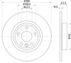 BRITPARTXS Rear Solid Brake Discs - Exact OEM Specification for Discovery Sport, technical drawing showing dimensions and design details of brake disc. BRITPARTXS Rear Solid Brake Discs - Exact OEM Specification for Discovery Sport, technical drawing showing dimensions and design details of brake disc.