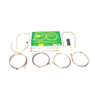 Britpart Ready Made Brake Pipe Set for Defender 90, automotive brake system brake pipe components and fittings laid out with green packaging box.