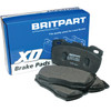 Rear Brake Pads Britpart XD for Freelander 2 2012-2014, image of brake pads with blue Britpart XD packaging box in the background.