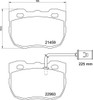 EBC Brakes Rear Brake Pads EBC Ultimax for Range Rover Sport L320 2010-2013, technical drawing of brake pad with measurements and component details.