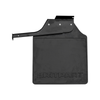 Britpart Rear Right Mudflap with Bracket for Defender 110/130 1986-2016, black rubber mudflap with mounting bracket and diagonal grooves for protection.