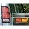 Product: Direct Replacement Rear Bumper & Rear Upper Set Lamp Guard Pair for Discovery 2, image showing rear bumper lamps guards on Discovery 2 vehicle.