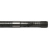 Product: Direct Replacement Rear Axle Driveshaft Left Hand for Defender 90, close-up view of the metal driveshaft with splines and cylindrical section.
