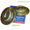 JGS 4X4 Performance Brake Kit - Drilled & Grooved Discs with EBC Pads for Range Rover Sport L320, image of drilled and grooved brake discs with blue box background. JGS 4X4 Performance Brake Kit - Drilled & Grooved Discs with EBC Pads for Range Rover Sport L320, image of drilled and grooved brake discs with blue box background.