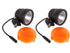 Terrafirma 125mm LED Spot Lights with Amber Filters, black LED spotlights with amber-coloured filters for off-road or vehicle lighting.