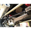 Terrafirma Heavy Duty Adjustable Panhard Rod for Defender Puma and Discovery 2, black metal vehicle suspension part with red and blue accents at the ends.
