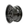 Terrafirma Black Modular 16-inch Steel Wheel for Discovery 2, black painted steel wheel with circular holes and a central mounting hole.