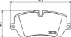 BRITPARTXS Rear Brake Pads Britpart XS for Discovery 5, technical drawing of the brake pad with measurements and part number 25720. BRITPARTXS Rear Brake Pads Britpart XS for Discovery 5, technical drawing of the brake pad with measurements and part number 25720.