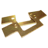 Defender 90 front suspension retaining plates zinc plated mounting brackets close up