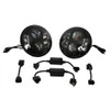 Land Rover Defender Black LED Headlamp Light Pair RHD - BA070LEDB