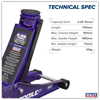 Low Profile Trolley Jack with Rocket Lift 2.25 Tonne - Purple