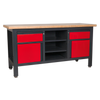 Workbench with 2 Drawers, 2 Cupboards & Open Storage
