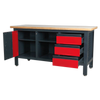 Workbench with 3 Drawers, 1 Cupboard & Open Storage