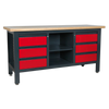 Workbench with 6 Drawers & Open Storage