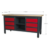 Workbench with 6 Drawers & Open Storage
