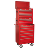 American PRO® Topchest, Mid-Box Tool Chest & Rollcab Stack 14 Drawer - Red