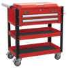 Superline PRO® Heavy-Duty Mobile Tool & Parts Trolley with Lockable Top & 2 Drawers - Red