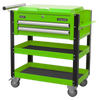 Superline PRO® Heavy-Duty Mobile Tool & Parts Trolley with Lockable Top & 2 Drawers - Green