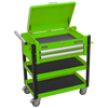 Superline PRO® Heavy-Duty Mobile Tool & Parts Trolley with Lockable Top & 2 Drawers - Green