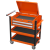 Superline PRO® Heavy-Duty Mobile Tool & Parts Trolley with Lockable Top & 2 Drawers - Orange