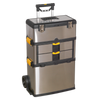 Mobile Stainless Steel/Composite Toolbox with 3 Compartments
