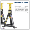 Premier Axle Stands (Pair) 3 Tonne Capacity per Stand - Yellow