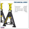 Premier Axle Stands (Pair) 6 Tonne Capacity per Stand - Yellow