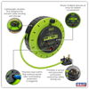 10m Cassette Type Cable Reel with Thermal Trip 2 x 230V & 2 x USB - Hi-Vis Green