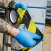 Non-Adhesive Hazard Warning Barrier Tape 80mm x 100m - Black/Yellow