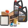 Direct Replacement Engine Service Filter Kit With Engine Oil for Freelander 1 Td4, includes oil filters, engine oil bottles, and other service parts.
